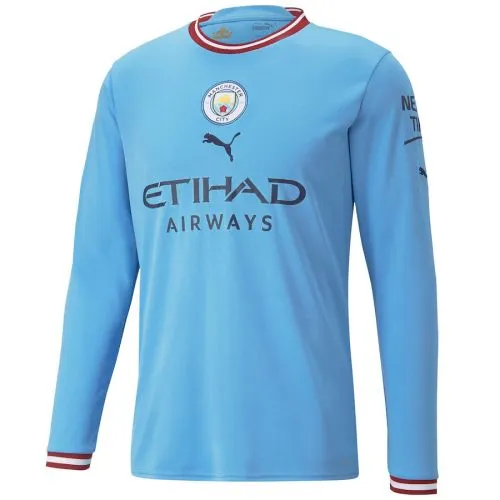 Camiseta Manchester City 1ª 2022/2023 Manga Larga